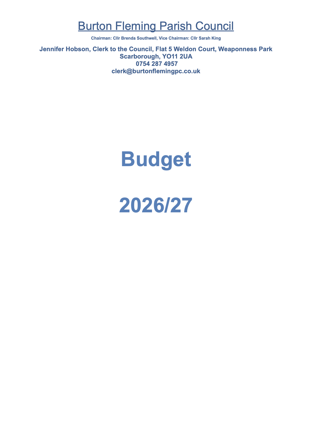 2026-27 Budget