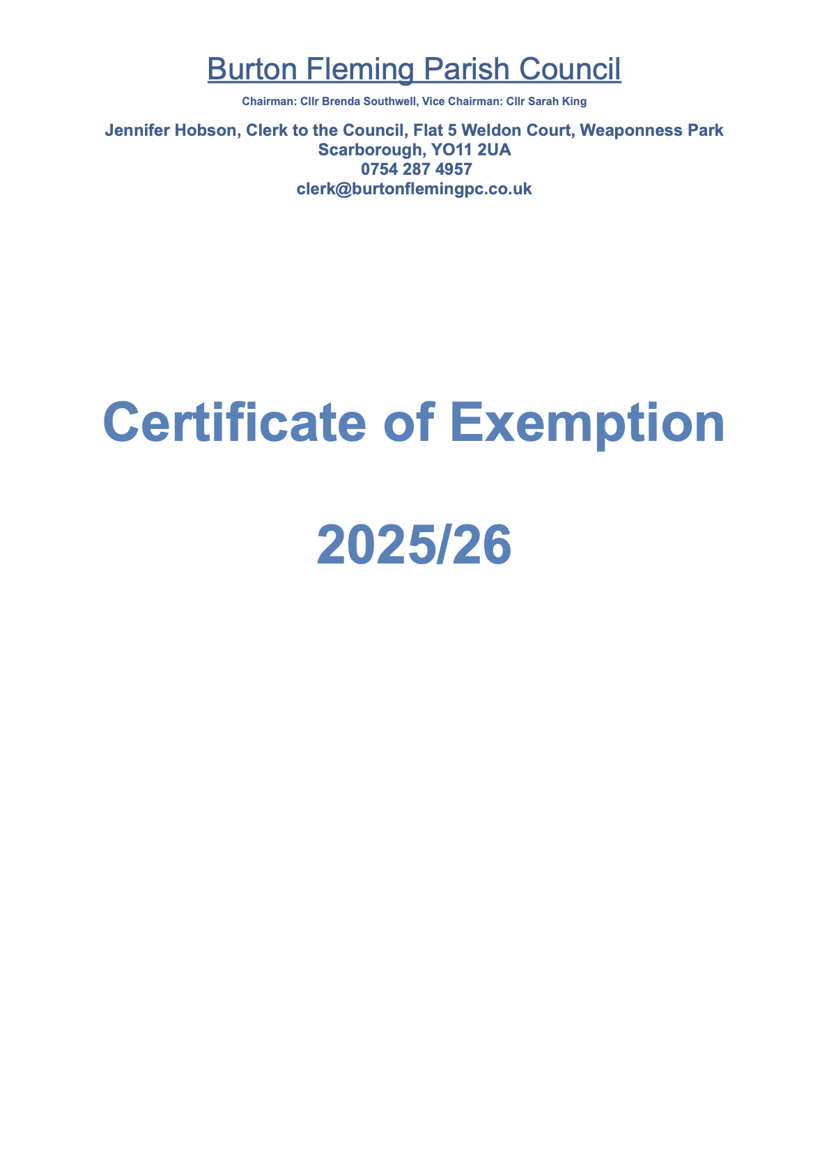2025-26 Certificate of Exemption 