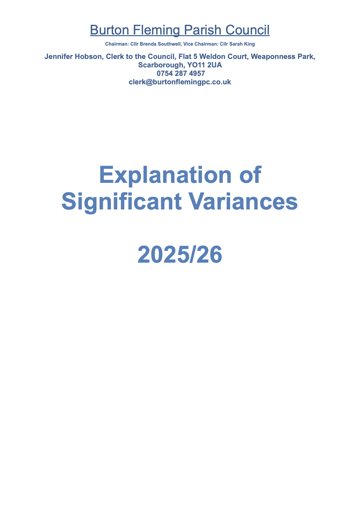 Explanation of Variances